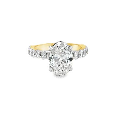 14k YG 4.00ctw Oval Lab Diamond Engagement Ring