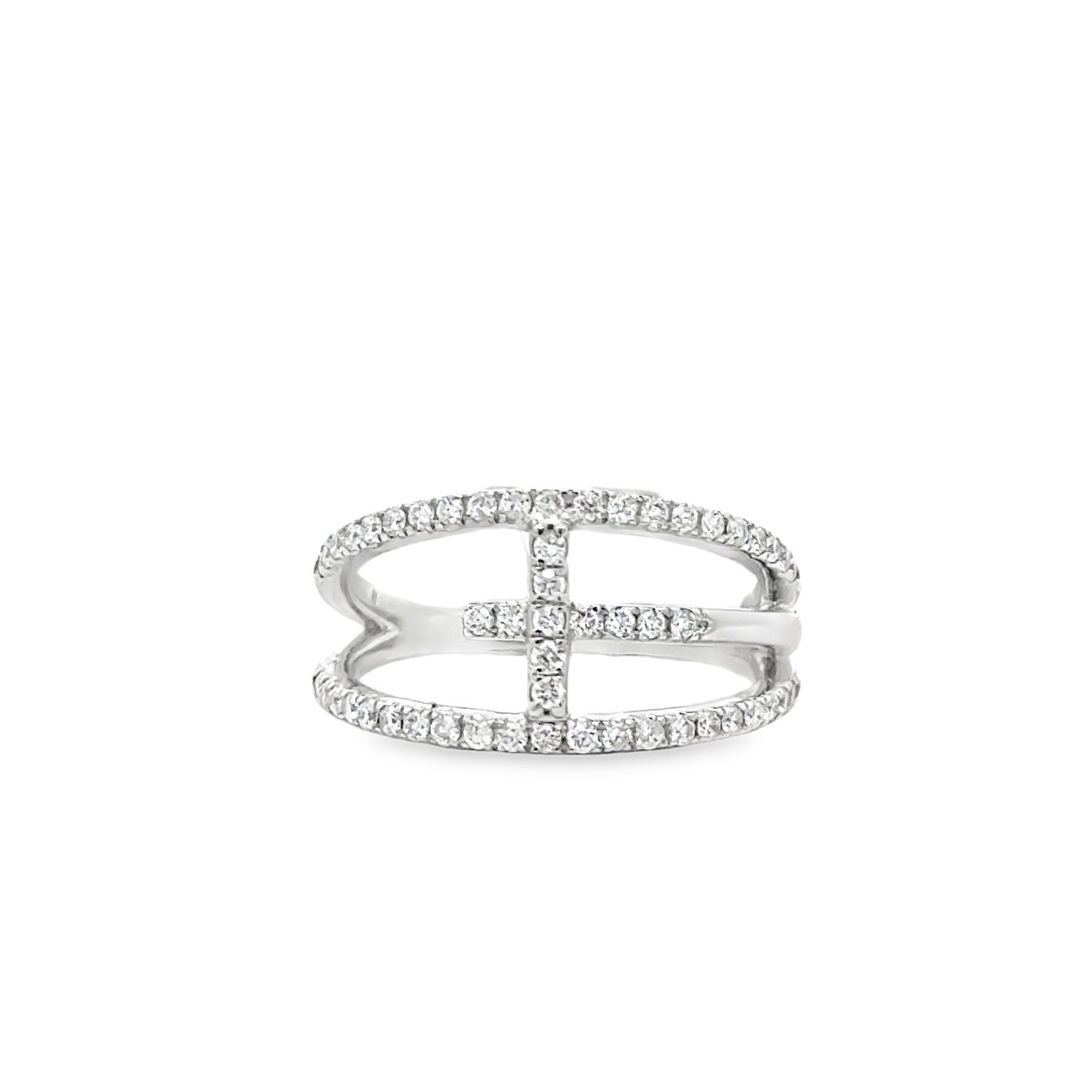 14k WG 0.42ctw Cross Ring