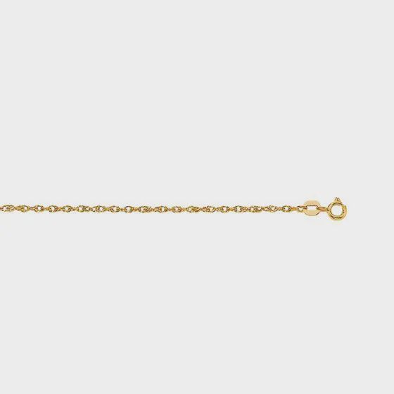 14k Gold 1.2mm Rope Chain 18", Color: Yellow Gold
