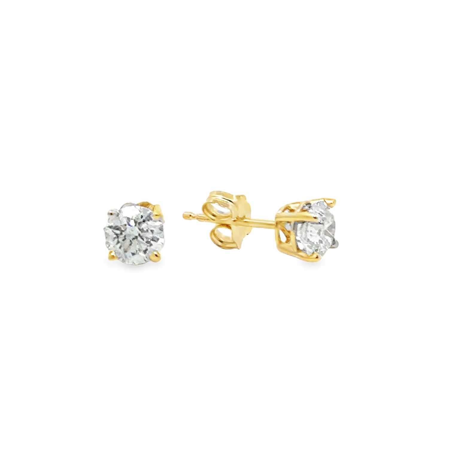 10k Gold Lab Grown Diamond Stud Earrings, Color: Yellow Gold, Size: 1.00 ctw