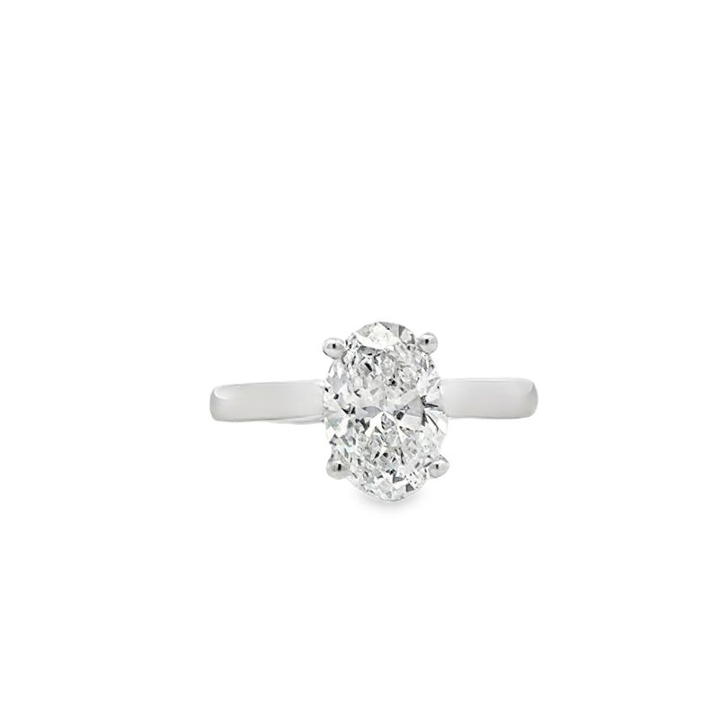 14K WG 2.00ct Oval Lab Grown Diamond Solitaire Enganement Ring
