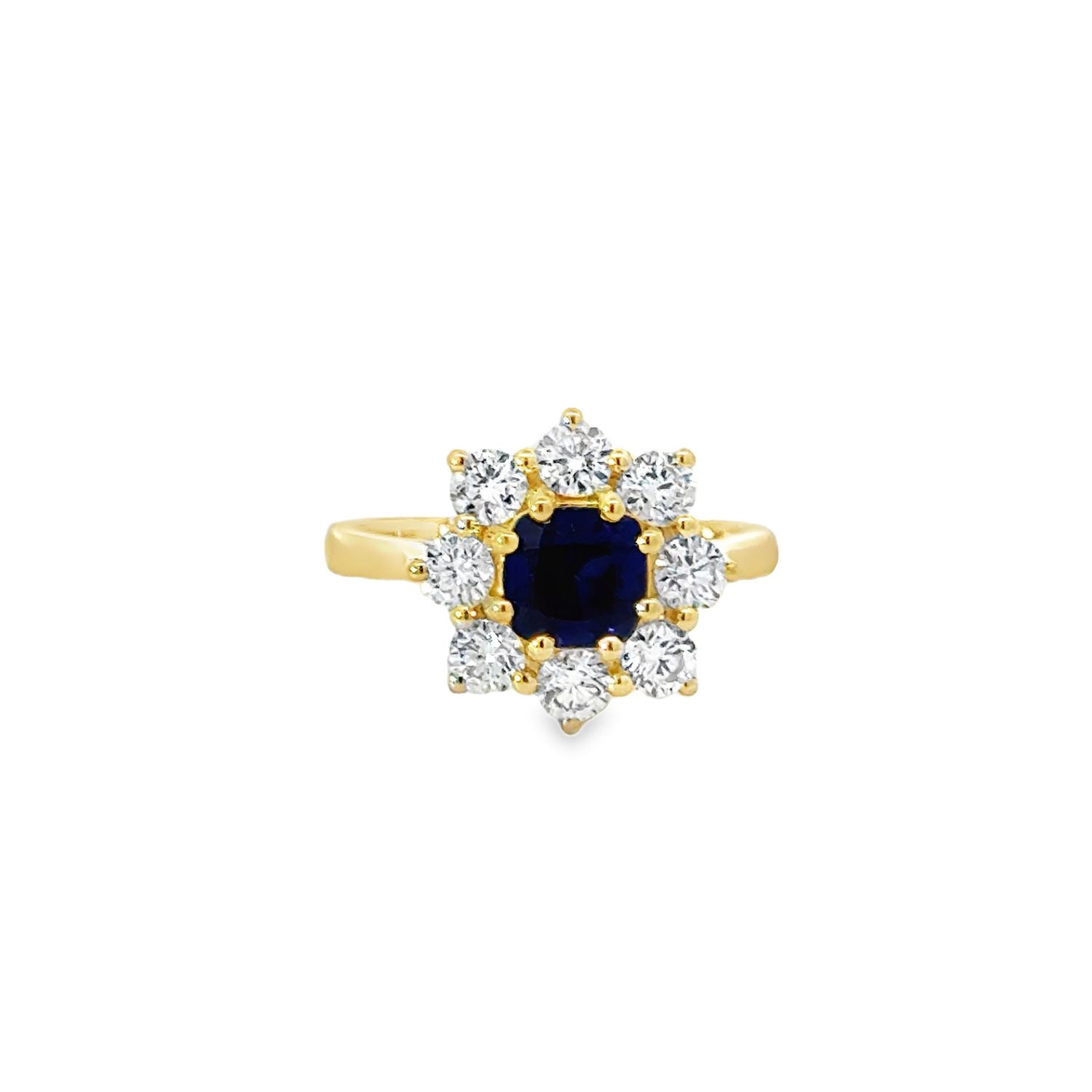 10k YG 1.00ctw Lab Diamonds, 1.20ct Lab Blue Sapphire Engagement Ring