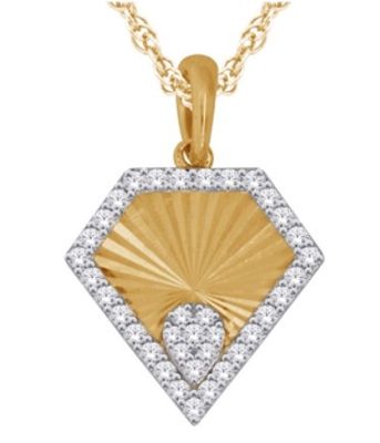 10k YG 0.30ctw Diamond Bright Cut Diamond Pendant