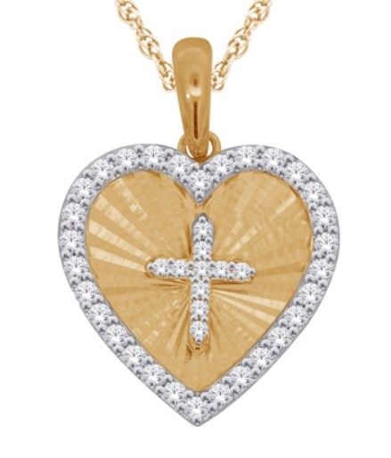 10k yellow gold 0.30ctw Diamond Heart Pendant