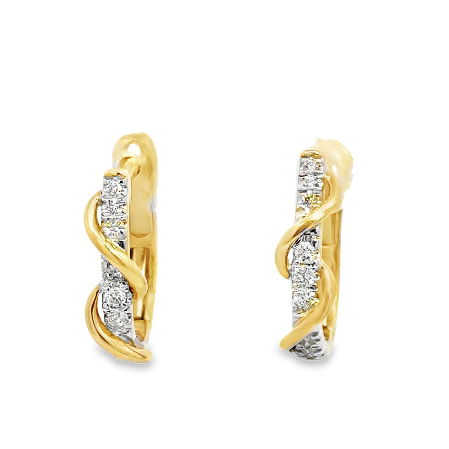 14k YG 0.33ctw Diamond Twist of Brilliance Hoop Earrings