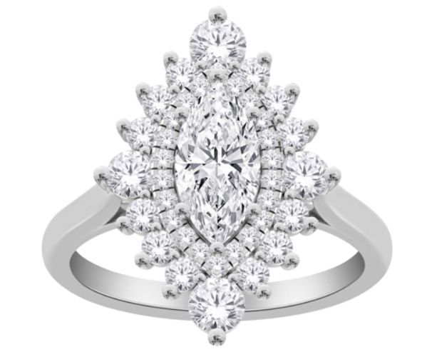 10k WG 1.80ctw Lab Diamond Marquise Halo Ring