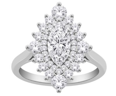 10k WG 1.80ctw Lab Diamond Marquise Halo Ring