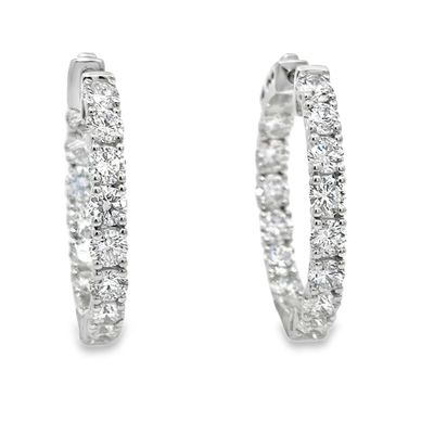 10k WG 5.00ctw Lab Diamond Inside Out Hoop Earrings
