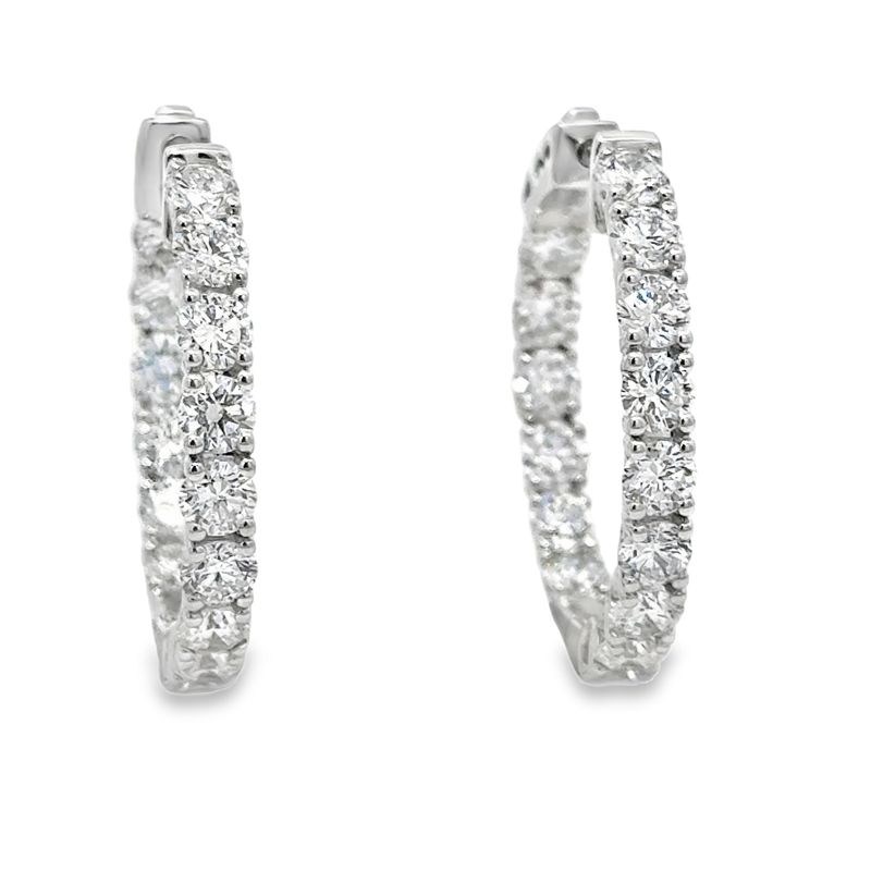 10k WG 5.00ctw Lab Diamond Inside Out Hoop Earrings