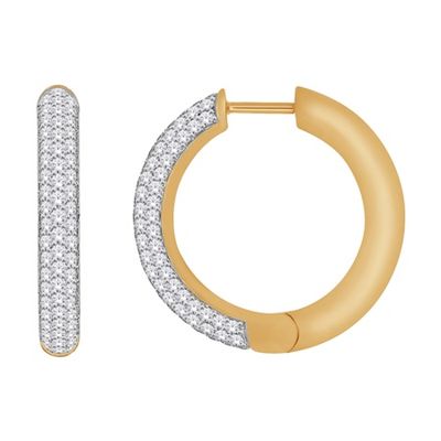 10k YG 2.00ctw Lab Diamond Pave Set Hoop Earrings