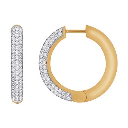10k YG 2.00ctw Lab Diamond Pave Set Hoop Earrings