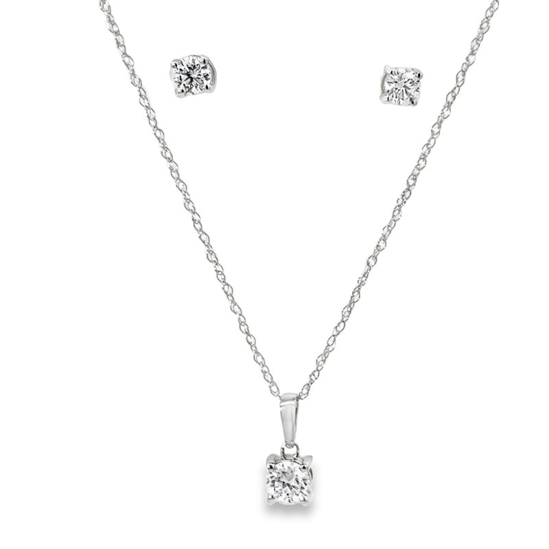 10k WG 0.50ctw Lab Diamond Earring & Necklace Set