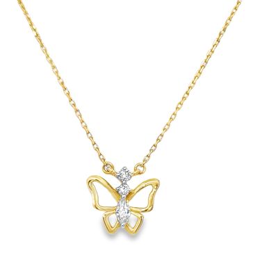 10k YG 0.10ctw Lab Diamond Butterfly Necklace
