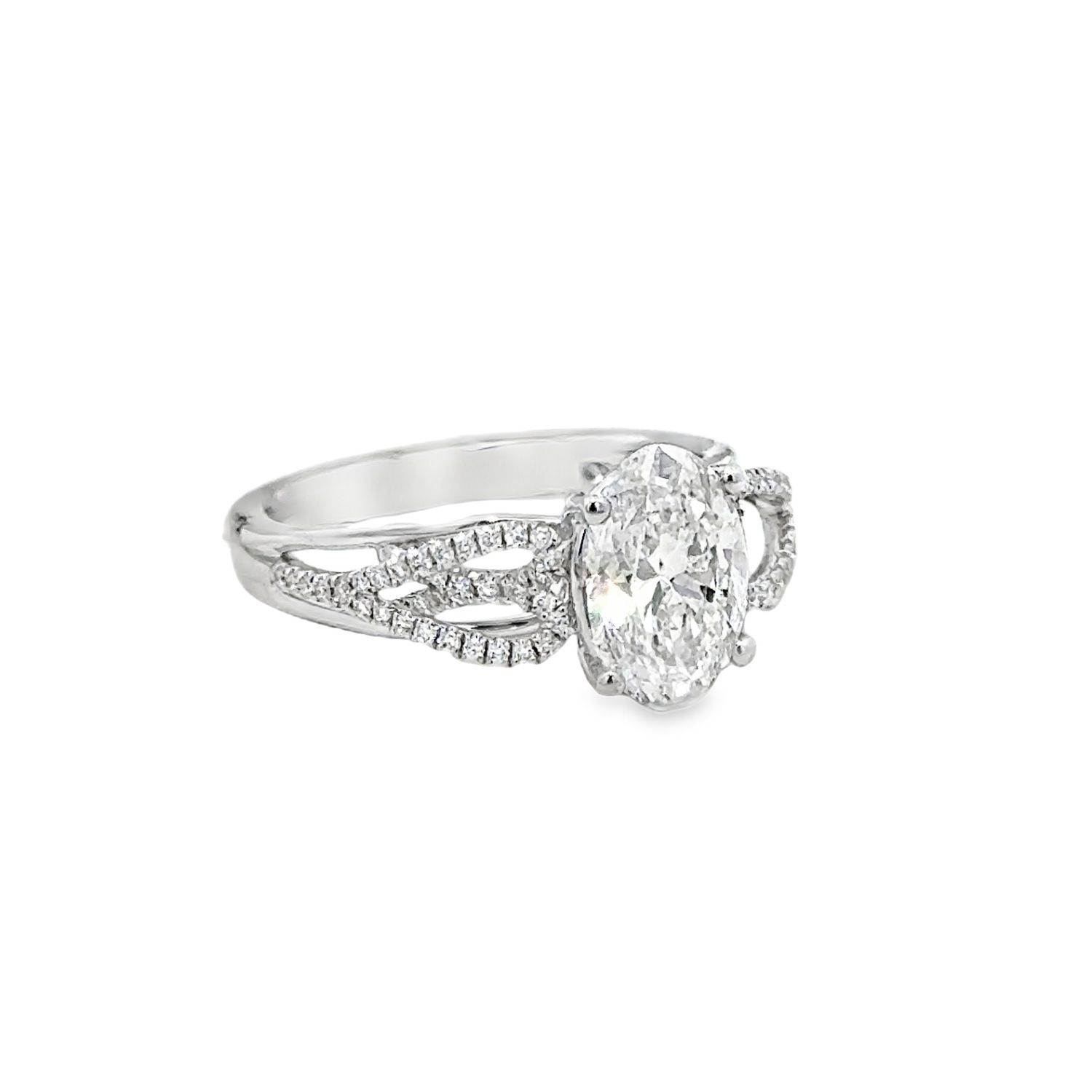 14k WG 2.20ctw Lab Diamond Oval Cut Engagement Ring