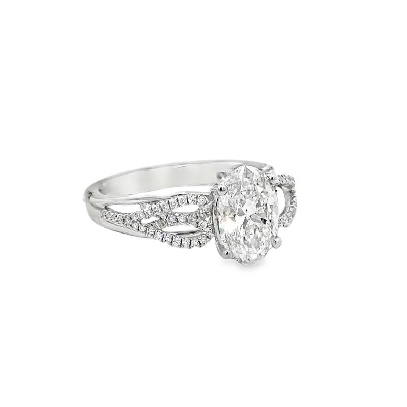 14k WG 2.20ctw Lab Diamond Oval Cut Engagement Ring