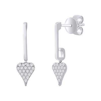 10k WG 0.20ctw Diamond Heart Dangle Earrings