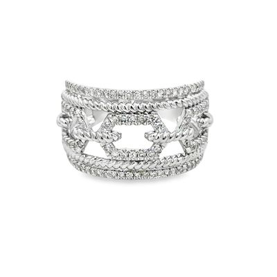 10k WG 0.50ctw Diamond Multi-Row Twisted Rope & Link Ring