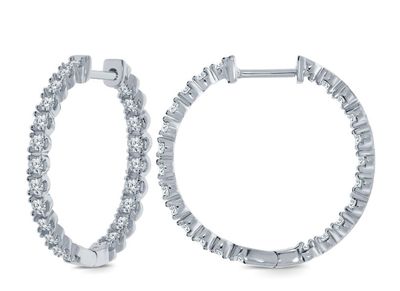 10k WG 1.00ctw Diamond Inside-Out Hoop Earrings