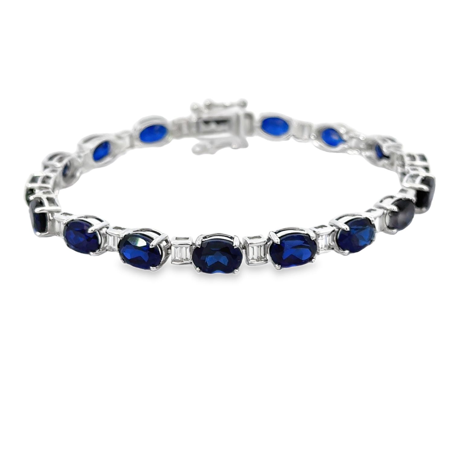 14k WG 1.00ctw Diamond & 18.12ctw Sapphire Bracelet