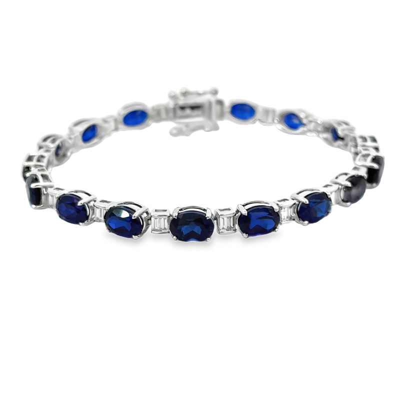 14k WG 1.00ctw Diamond & 18.12ctw Sapphire Bracelet