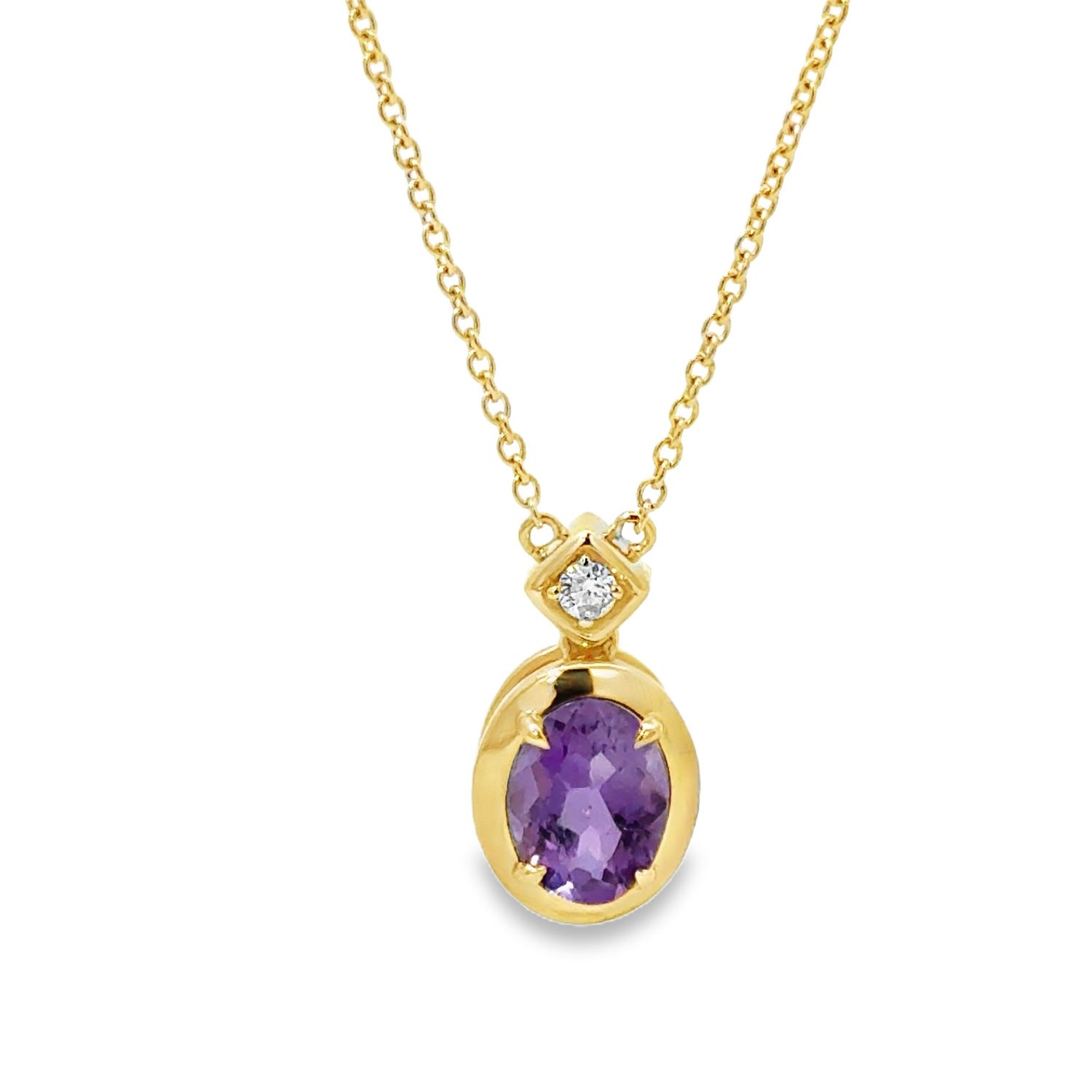 14k YG 0.04ct Diamond & 1.25ct Amethyst Necklace