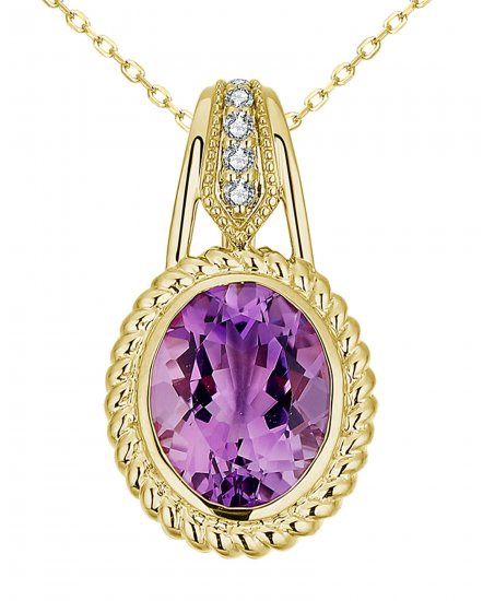 14k YG Amethyst & Diamond Pendant
