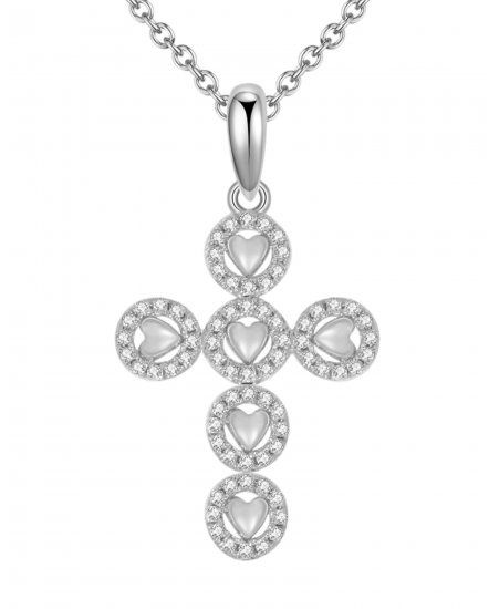 14k WG 0.19ctw Diamond Cross My Heart Pendant