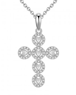14k WG 0.19ctw Diamond Cross My Heart Pendant