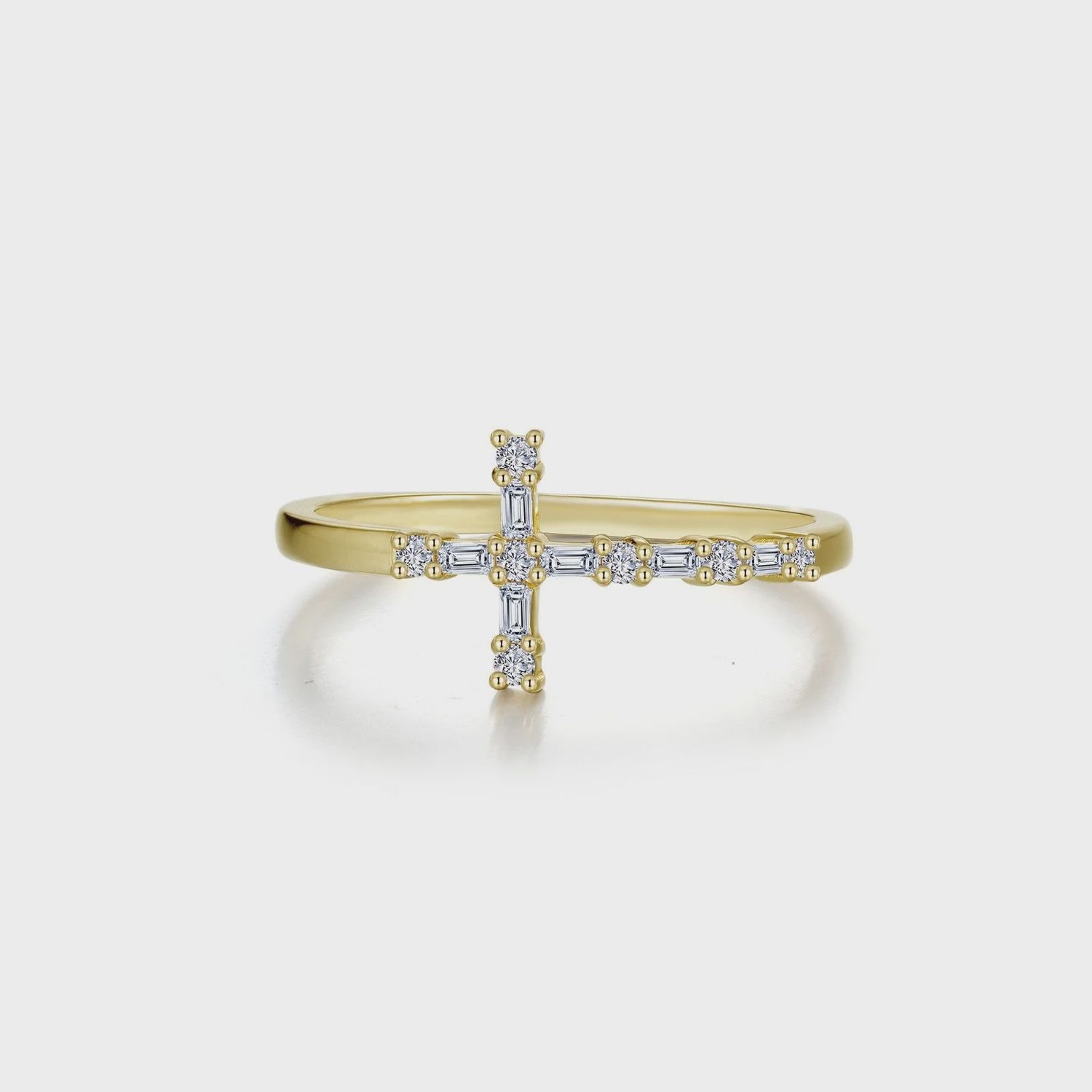 .925 SS Eden Baguette Cross Ring Size 9