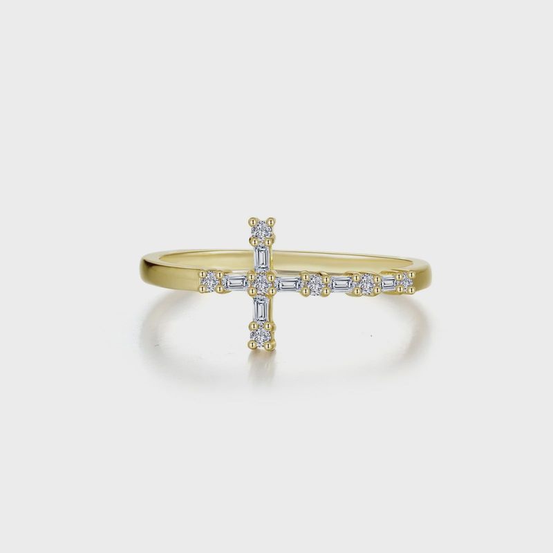 .925 SS Eden Baguette Cross Ring Size 9