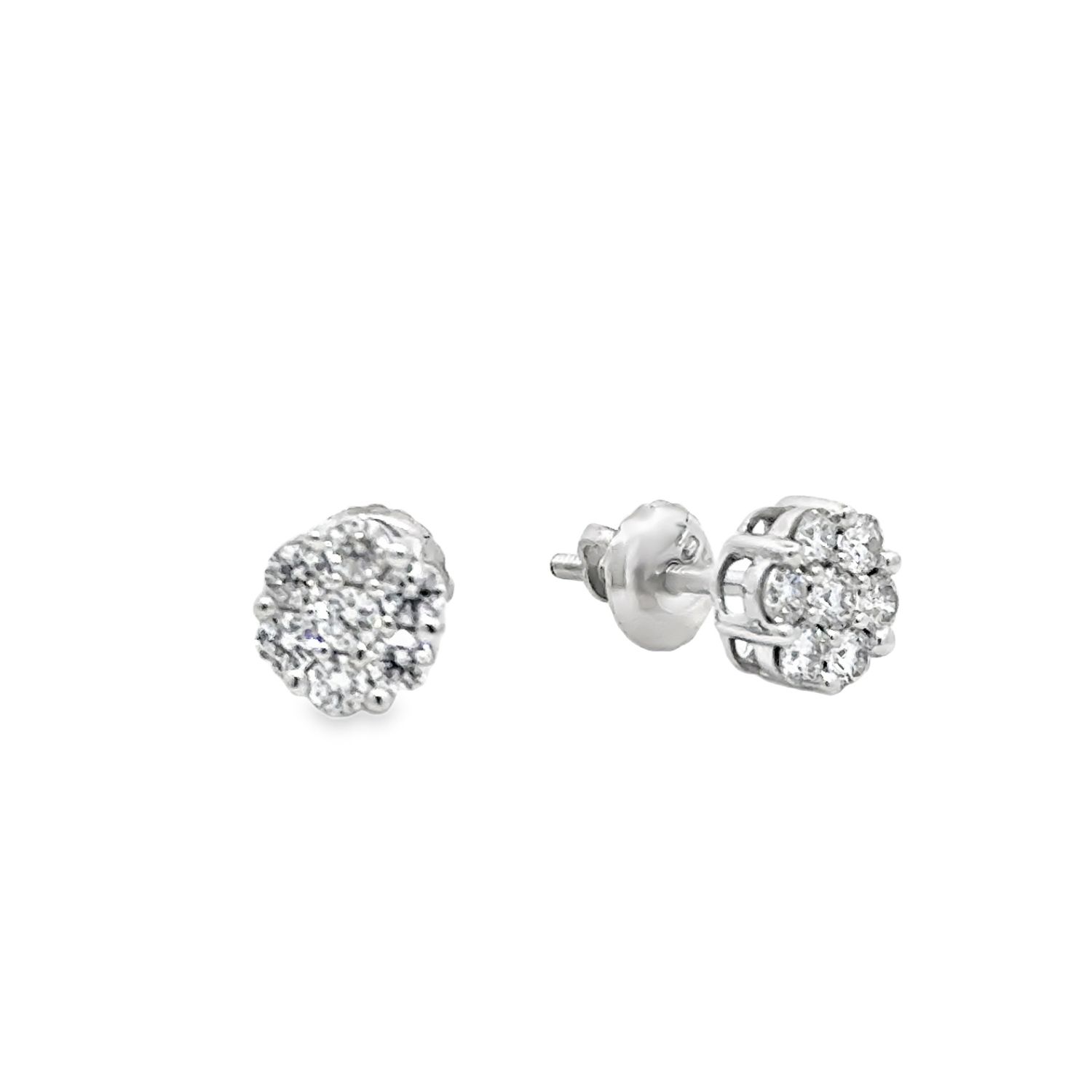 10k WG 0.50ctw Lab Diamond Flower Earrings