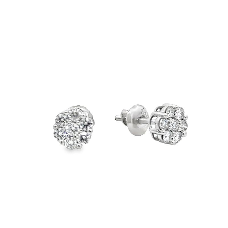 10k WG 0.50ctw Lab Diamond Flower Earrings