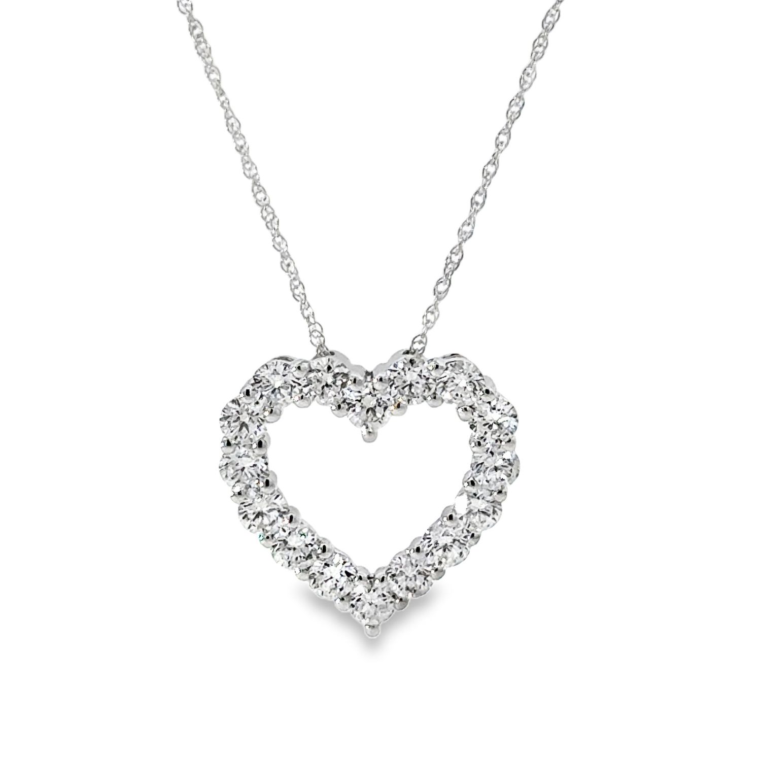 10k WG 1.00ctw Lab Diamond Heart Pendant with 18" Chain