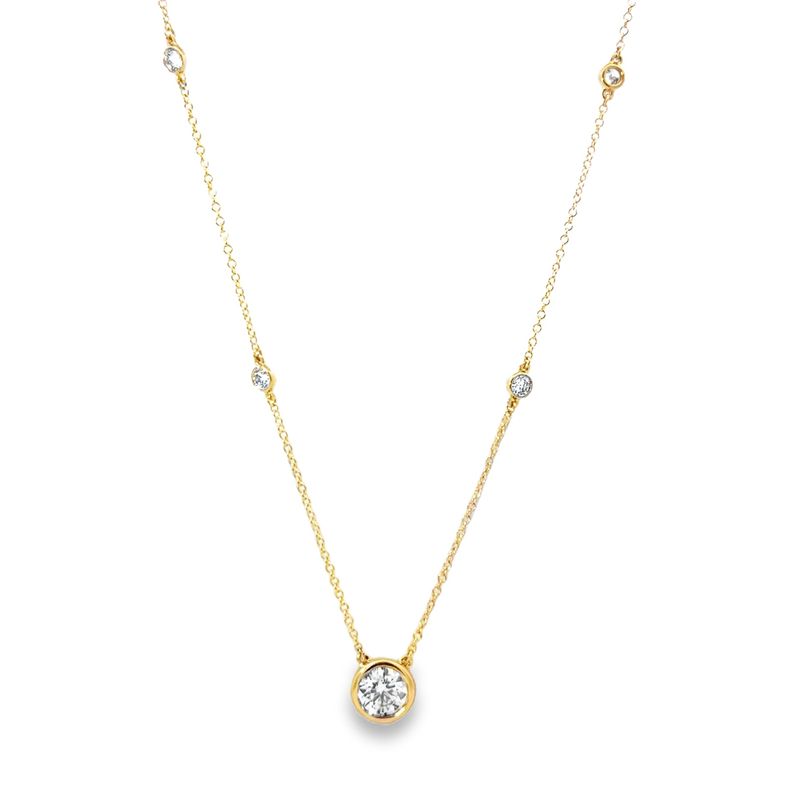 10k YG 1.00 Round Lab Diamond Station Necklace 18 10k YG 1.00 Round Lab Diamond Station Necklace 18"