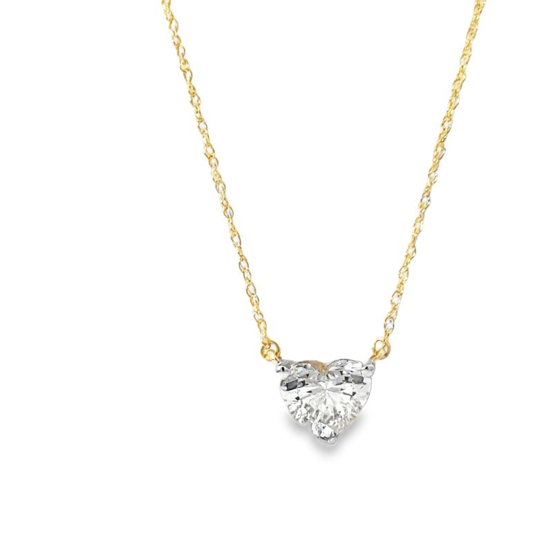 10k YG 1.00ct Heart Lab Diamond Solitaire Necklace 10k YG 1.00ct Heart Lab Diamond Solitaire Necklace