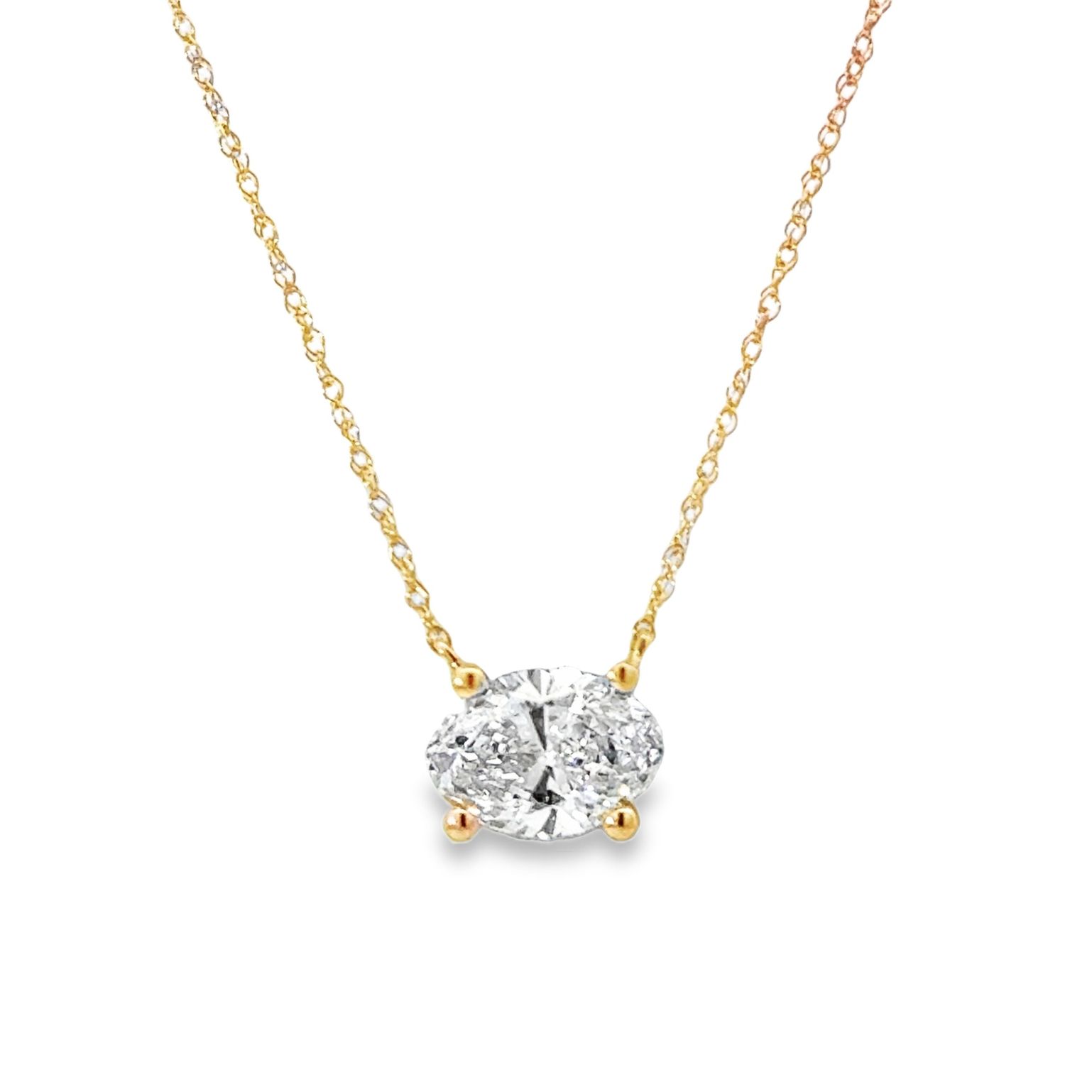 10k YG 1.00ct Oval Solitaire Lab Diamond Necklace 18 10k YG 1.00ct Oval Solitaire Lab Diamond Necklace 18"