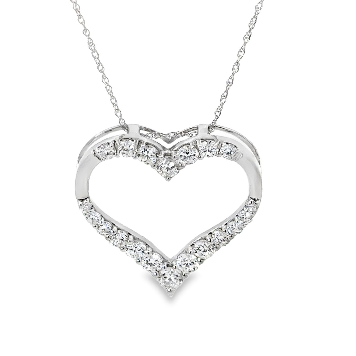 10k WG 1.00ctw Lab Diamond Heart Pendant 18"