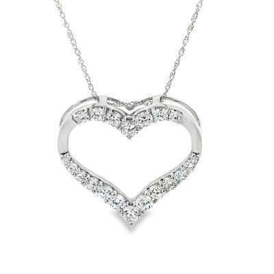 10k WG 1.00ctw Lab Diamond Heart Pendant 18"