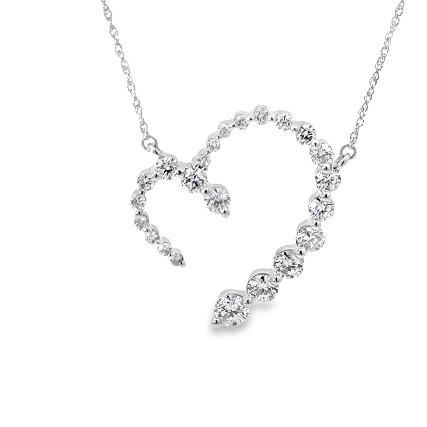 10k WG 1.00ctw Open Heart Lab Diamond Pendant 18"