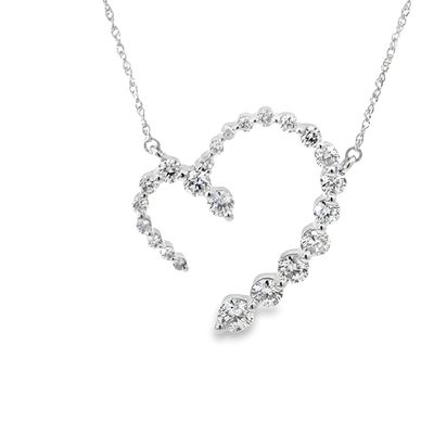10k WG 1.00ctw Open Heart Lab Diamond Pendant 18"