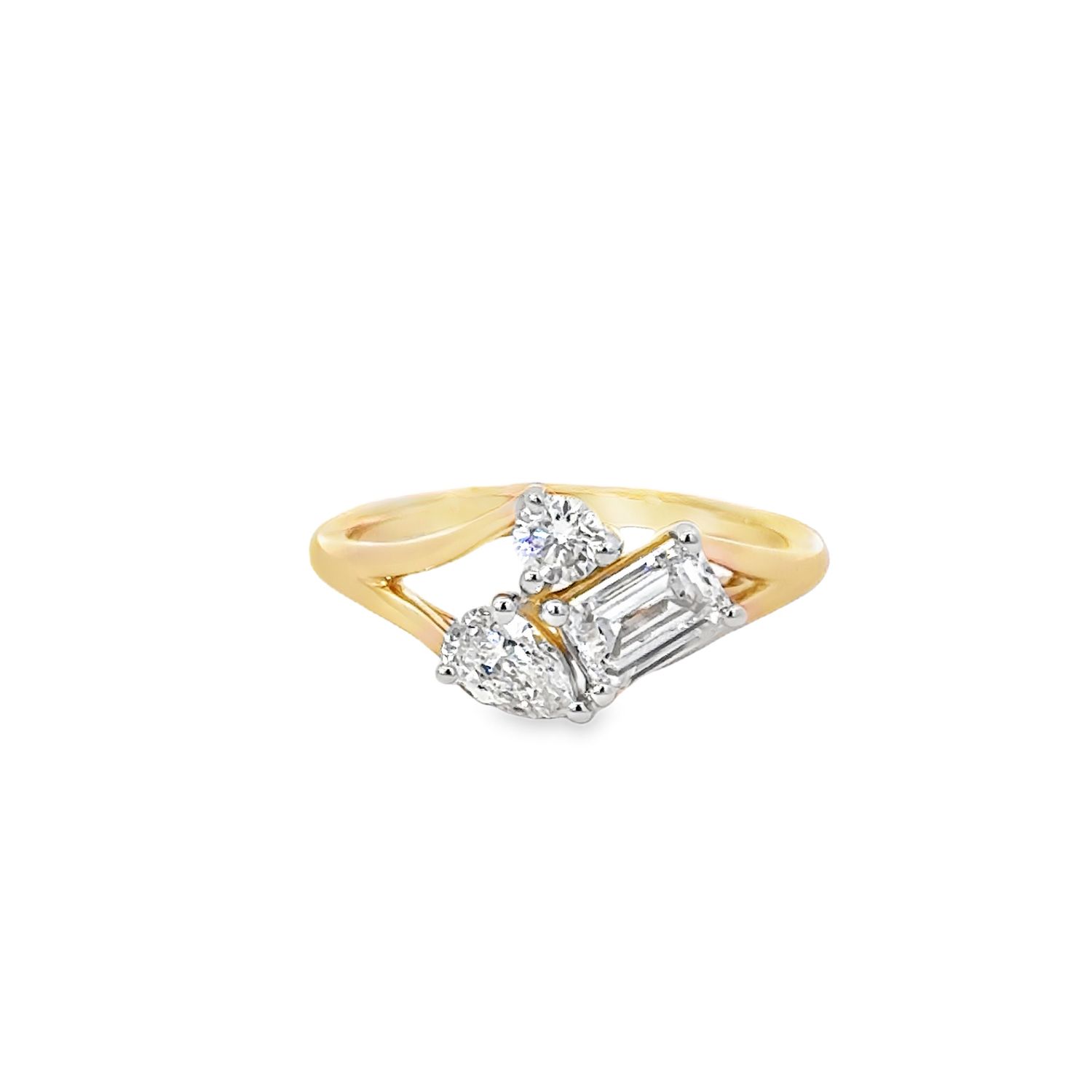 10k YG 3-Stone 1.00ctw Lab Diamond Ring
