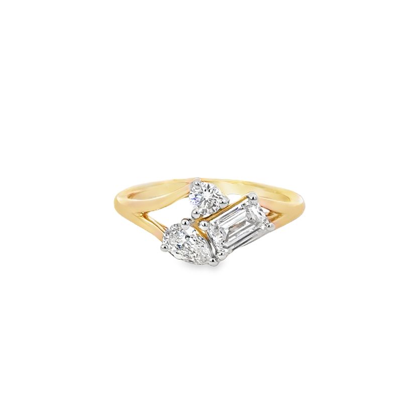 10k YG 3-Stone 1.00ctw Lab Diamond Ring