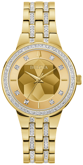 Bulova Phantom Gold-Tone Ladies Crystal Watch
