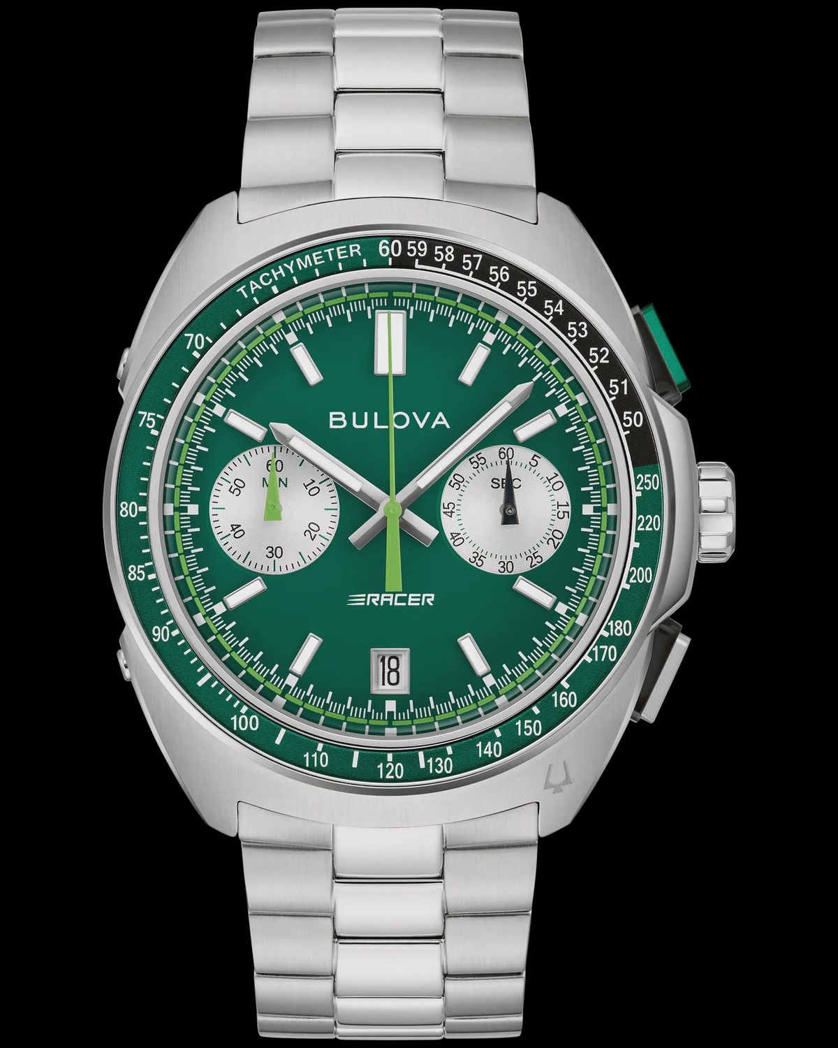 Bulova Racer Chronograph Mens Watch Green Dial