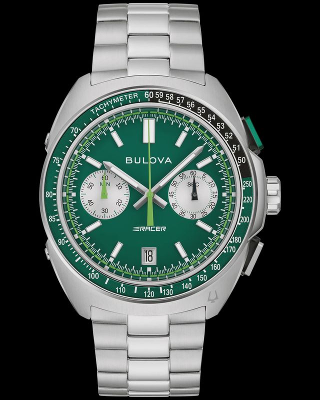 Bulova Racer Chronograph Mens Watch Green Dial