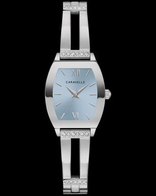 Caravelle Modern Ladies Watch Silver Tone Blue Dial