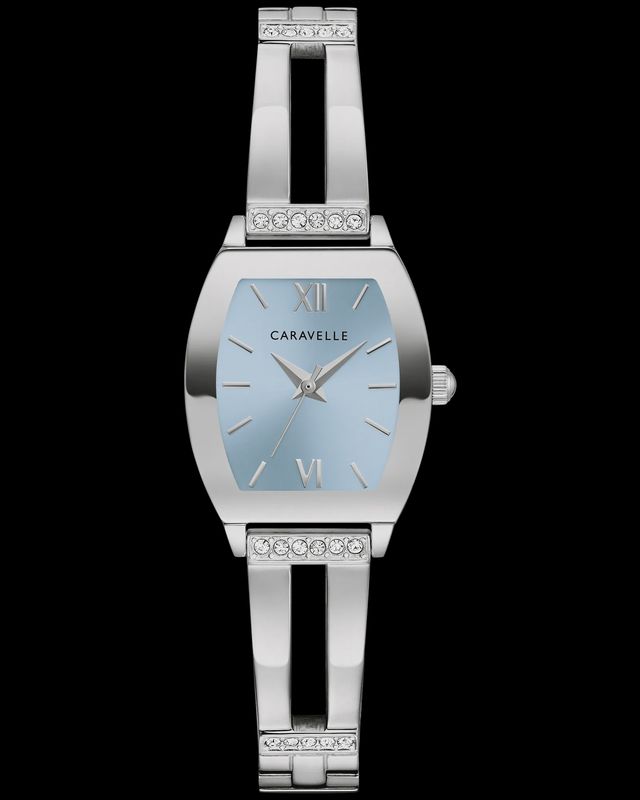 Caravelle Modern Ladies Watch Silver Tone Blue Dial