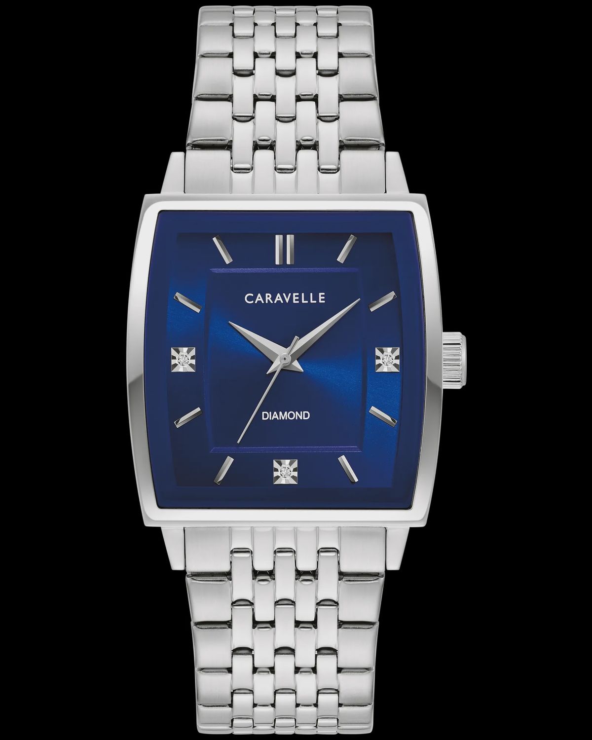 Caravelle Modern Men's Silver Tone Sunray Blue Dial Watch