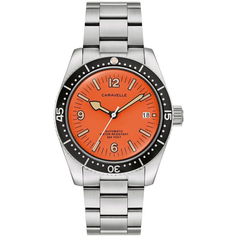 Caravelle Sea Hunter Men's Automatic Orange Dial Watch
