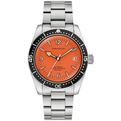 Caravelle Sea Hunter Men's Automatic Orange Dial Watch